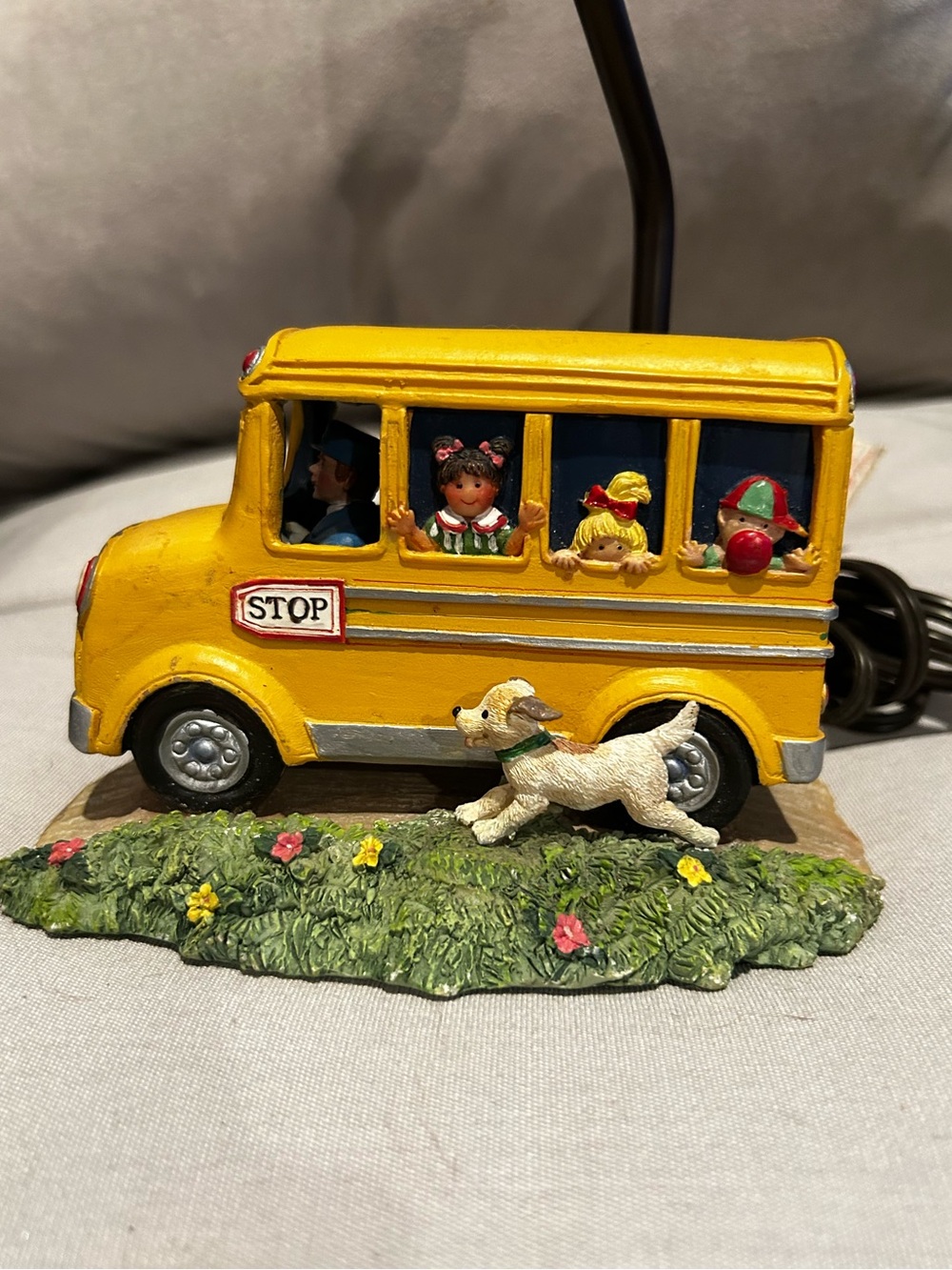 Vintage Susan Winget Children in the School Bus Lamp Nursery Decor.